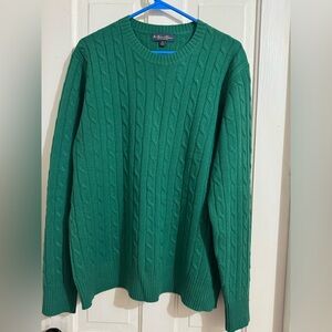Brooks Brothers Emerald Cable Knit Crewneck Sweater